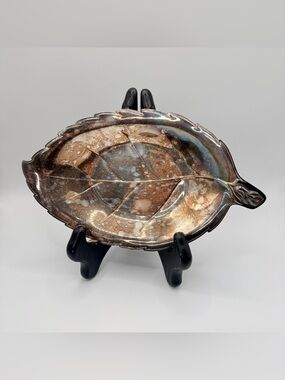 Vintage International Silver Leaf Dish Silverplate Tray Mid Century Decor Patina